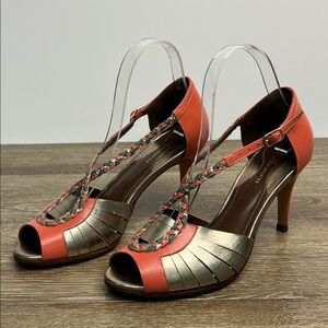 Luiza Perea Metallic Strappy Heels | Brazilian Leather | EU 39 (US 8.5)